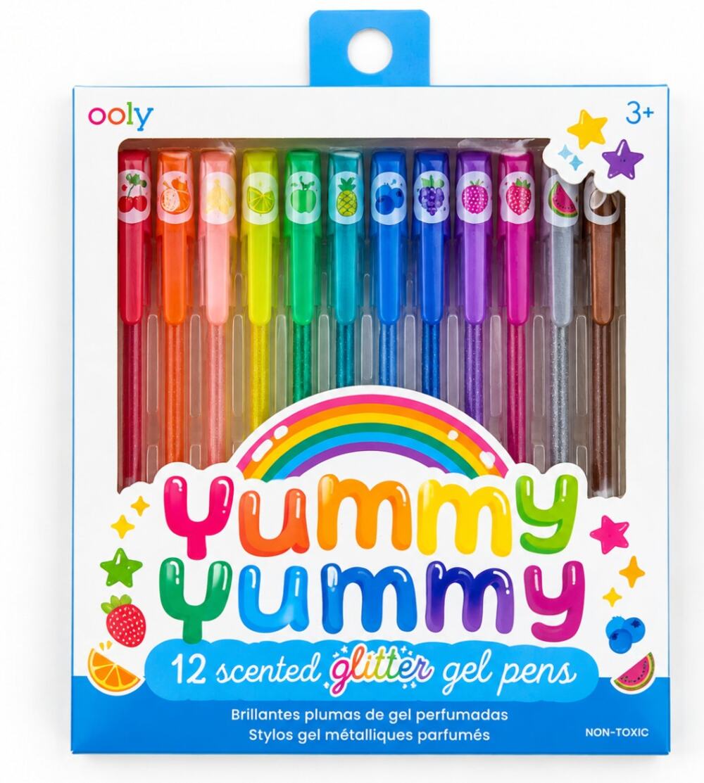 OOLY Yummy Yummy Scented Glitter Gel Pens 12 Pack Fruit Scents NEW